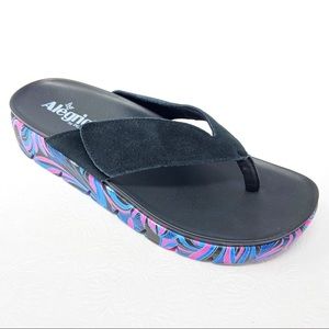 ALEGRIA Suede Adjustable Thong Sandal Astara black